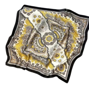 Esarfa din satin Yellow and Black 35903 Ibucork.ro