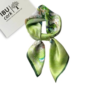 Esarfa satin verde picturala, 5, ibucork.ro