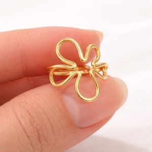 Inel reglabil placat cu aur Floare, 3, ibucork.ro