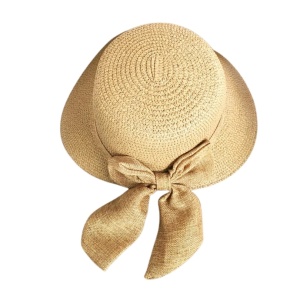 Palarie din rafie vintage decorata cu funda 36933 Ibucork.ro