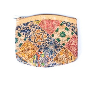 Portmoneu din pluta natural multicolor - Flowers 32773 Ibucork.ro