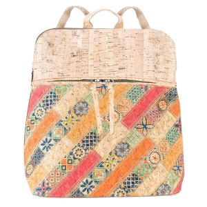 Rucsac dama din pluta imprimeu patchwork verde, 1, ibucork.ro