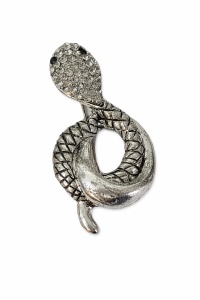 Brosa cobra cu cristale argintie