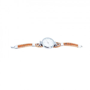 Ceas cu bratara din pluta Natur Orange 26174 Ibucork.ro