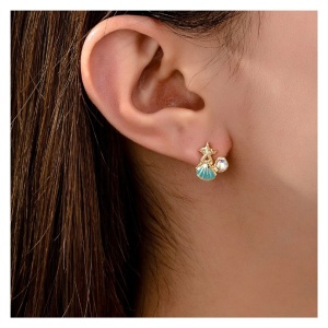 Cercei placati cu aur Blue Starfish 37664 Ibucork.ro