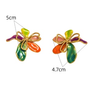 Cercei placati cu aur - model floare multicolora - Img 4