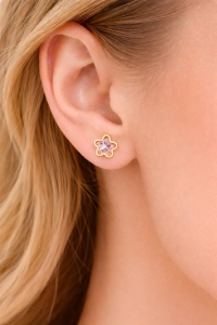 Cercei placati cu aur Pink Flower, 3, ibucork.ro