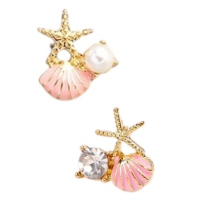 Cercei placati cu aur Pink Starfish - Img 2