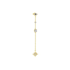 Cercel lung din argint Moon Star