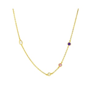 Colier din argint cu zirconii colorate 34984 Ibucork.ro