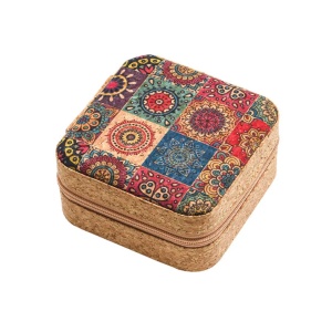 Cutie organizatoare din pluta pentru bijuterii - geometric