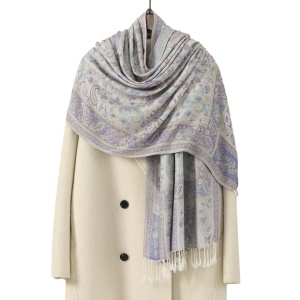 Esarfa casmir jacquard gri-violet, 1, ibucork.ro