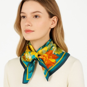 Esarfa din satin Flowers, 3, ibucork.ro