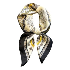Esarfa din satin Yellow and Black 35904 Ibucork.ro
