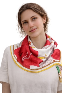 Esarfa patrata din satin florala, 3, ibucork.ro