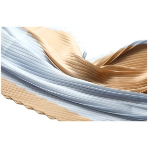 Esarfa plisata din satin Light Blue Kaki 36544 Ibucork.ro