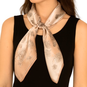 Esarfa satin bej floral fin, 5, ibucork.ro