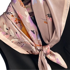 Esarfa satin florala lila, 3, ibucork.ro
