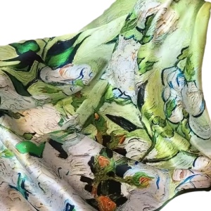Esarfa satin verde picturala, 2, ibucork.ro
