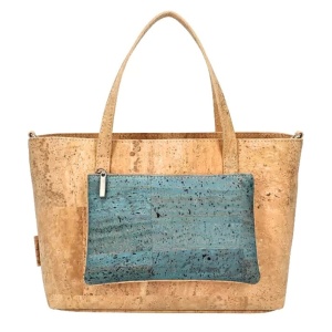 Geanta eleganta din pluta Natural Blue 36034 Ibucork.ro