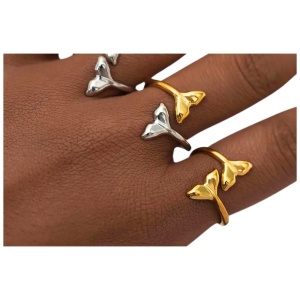 Inel deschis placat cu aur Fish Tail 37614 Ibucork.ro