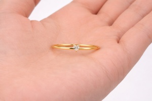 Inel din argint placat cu aur minimalist Love, 3, ibucork.ro