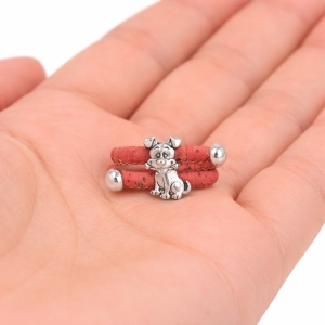 Inel reglabil din pluta Pink Puppy, 2, ibucork.ro