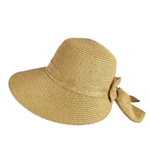 Palarie din rafie vintage decorata cu funda 36934 Ibucork.ro
