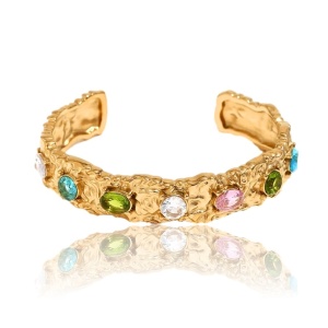 Bratara Bangle placata cu aur cu zirconii multicolore 34425 Ibucork.ro