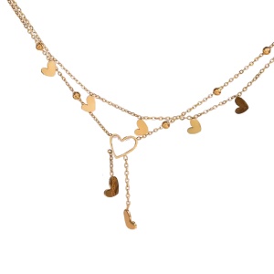 Bratara de picior placata cu aur din inox Sweet Heart Layered, 2, ibucork.ro