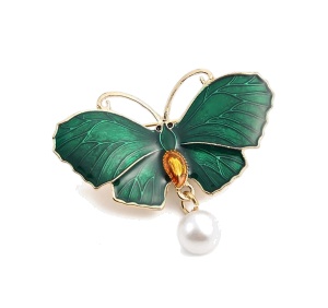 Brosa fluture verde cu perla, 1, ibucork.ro