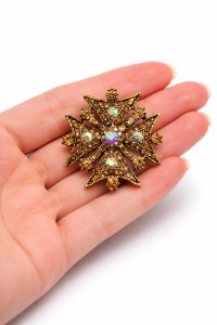 Brosa Vintage Eleganta Gold Cross, 2, ibucork.ro