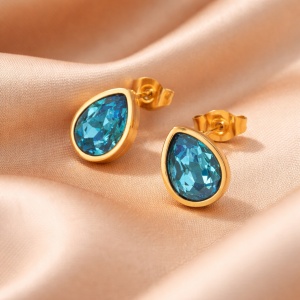 Cercei placati cu aur Blue Drop, 2, ibucork.ro