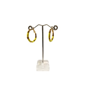 Cercei rotunzi din inox cu email galben 29885 Ibucork.ro