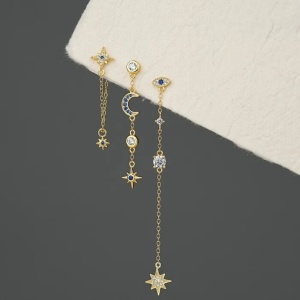 Cercel lung din argint Moon Star 34055 Ibucork.ro