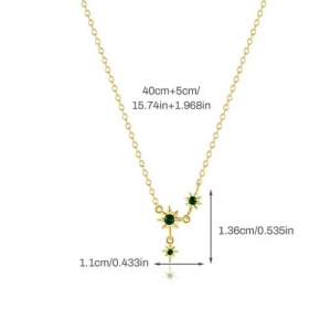 Colier din argint Emerald Stars 34005 Ibucork.ro