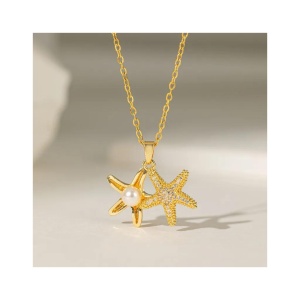 Colier reglabil placat cu aur Starfish, 2, ibucork.ro