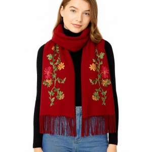 Esarfa casmir brodata rosie, 3, ibucork.ro