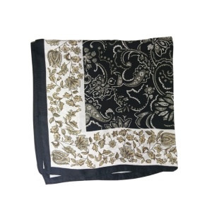 Esarfa din satin Black Flowers - Img 5
