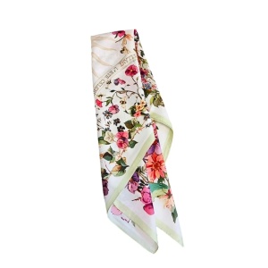 Esarfa patrata din twill cu imprimeu floral elegant, 5, ibucork.ro
