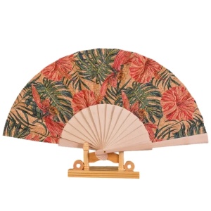 Evantai din pluta cu imprimeu flori tropicale