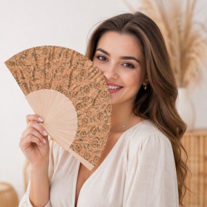 Evantai din pluta cu imprimeu multicolor - Floral, 3, ibucork.ro