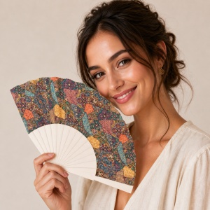 Evantai din pluta cu imprimeu Patchwork, 4, ibucork.ro