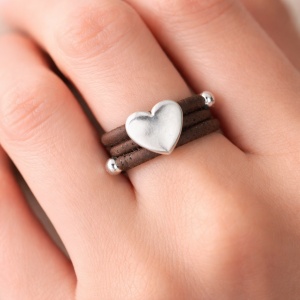 Inel din pluta maro Heart, 3, ibucork.ro