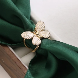 Inel esarfa fluture cu email alb, 4, ibucork.ro