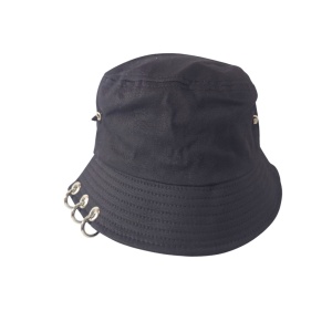 Palarie bucket neagra cu accesorii metalice, 1, ibucork.ro