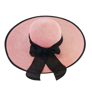 Palarie din rafie roz Black Edge - Img 1