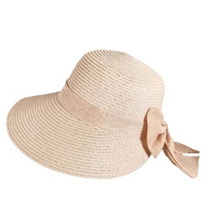 Palarie din rafie vintage decorata cu funda 36935 Ibucork.ro