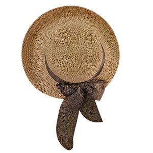 Palarie din rafie Vintage decorata cu fundita - Img 3