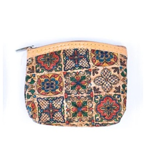 Portmoneu din pluta natural multicolor - Flowers 32775 Ibucork.ro